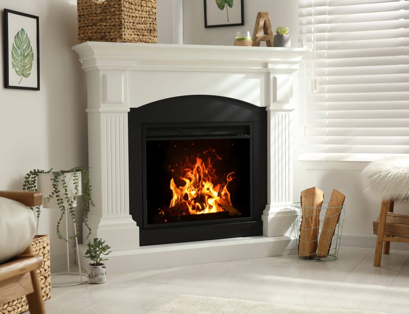 Black Mexican Beach Pebbles Fireplace