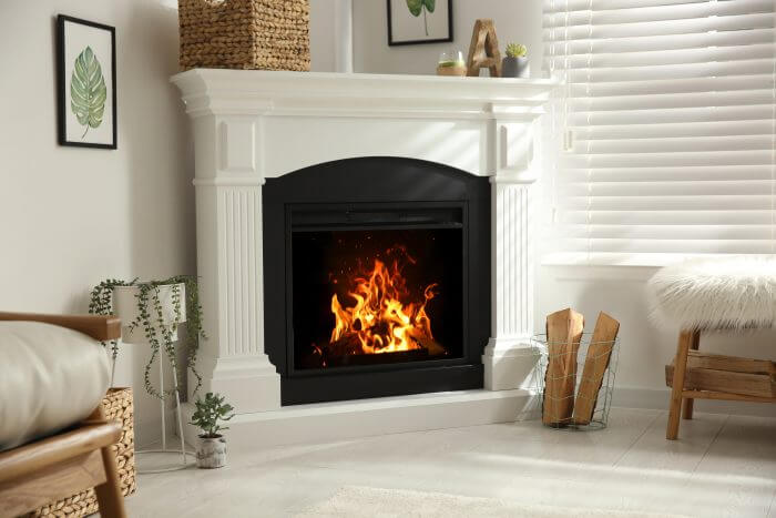 Black Mexican Beach Pebbles Fireplace