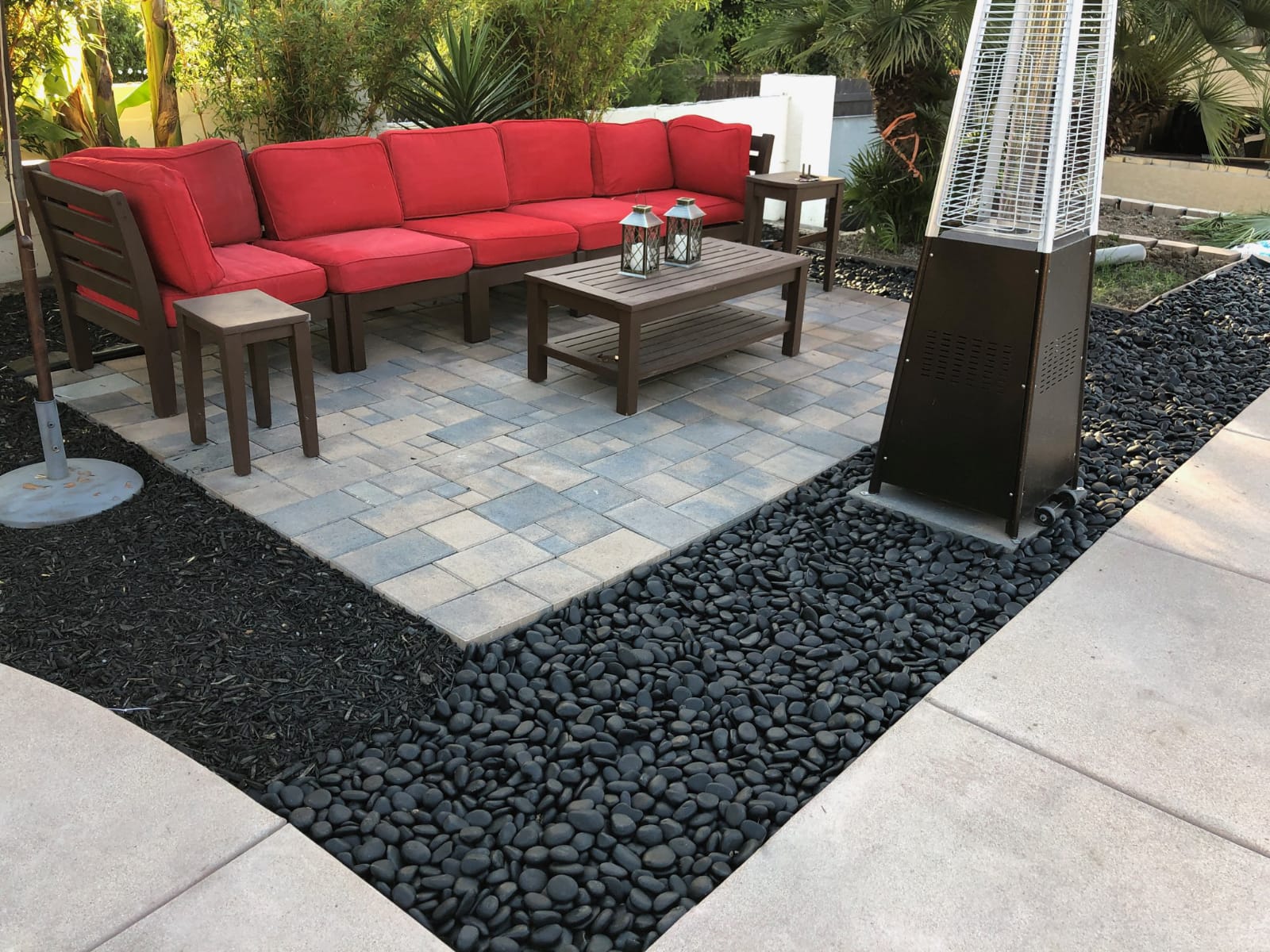 black pebbles on floor home launch